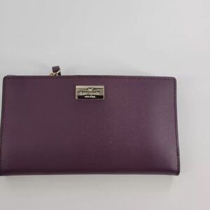 Kate Spade Stacy Laurel Way Saffiano Leather Large Bifold Wallet Deep Plum